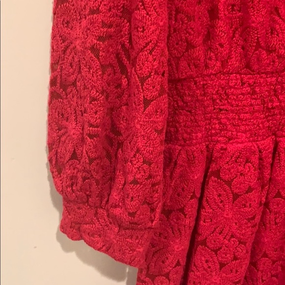 🆕 Anthropologie Leifnotes Red Lace Long Sleeved Dress - Women’s Size Medium - Picture 6 of 6